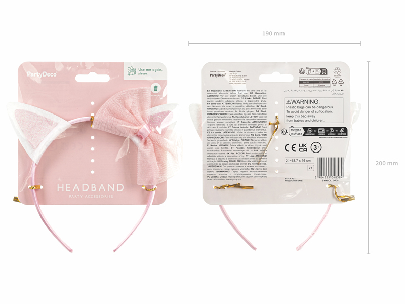 Opaska Kotek z kokardką, różowy - obrazek 5