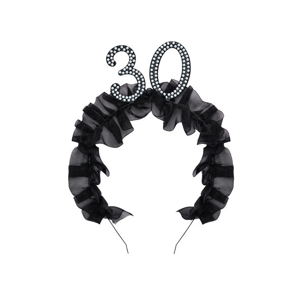 Opaska ''30'' z falbanką i perełkami