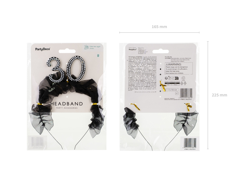 Opaska ''30'' z falbanką i perełkami - obrazek 3