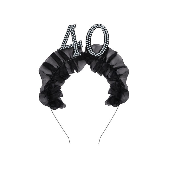 Opaska ''40'' z falbanką i perełkami