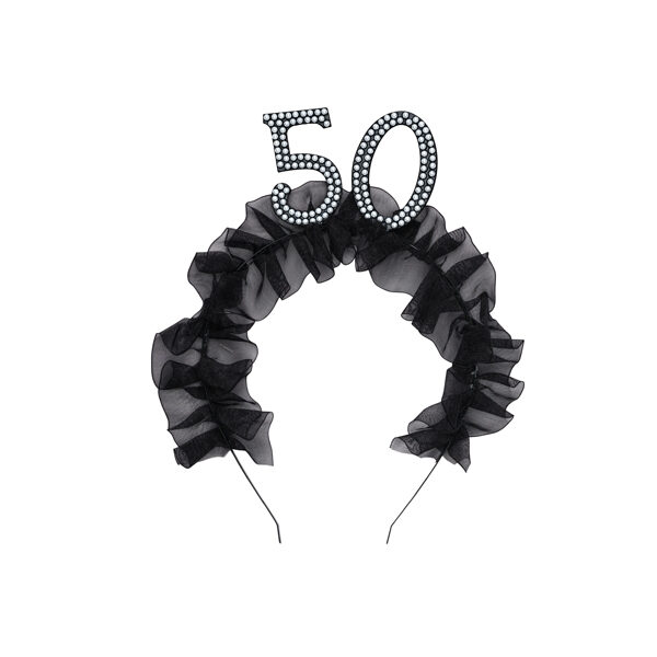 Opaska ''50'' z falbanką i perełkami