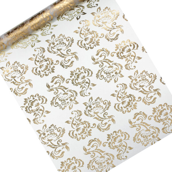 Organza z nadrukiem, biały, 0,36 x 9m