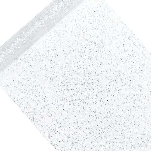 Organza z nadrukiem, biały, 0,48 x 9m