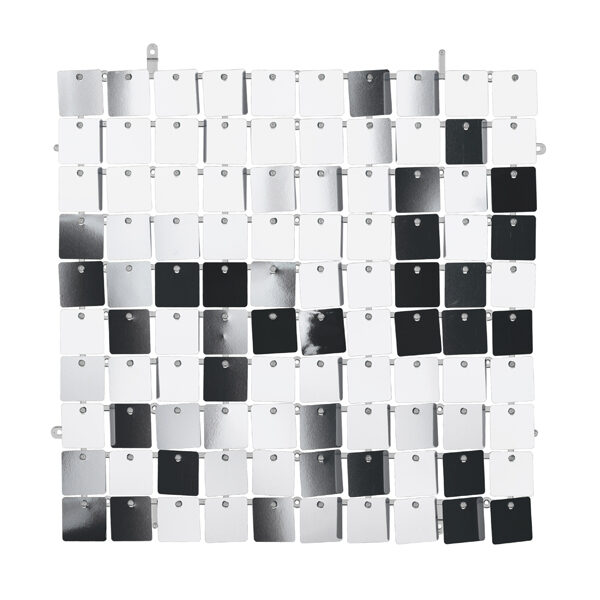 Panel cekinowy, kwadraty, srebrny, 30x30 cm