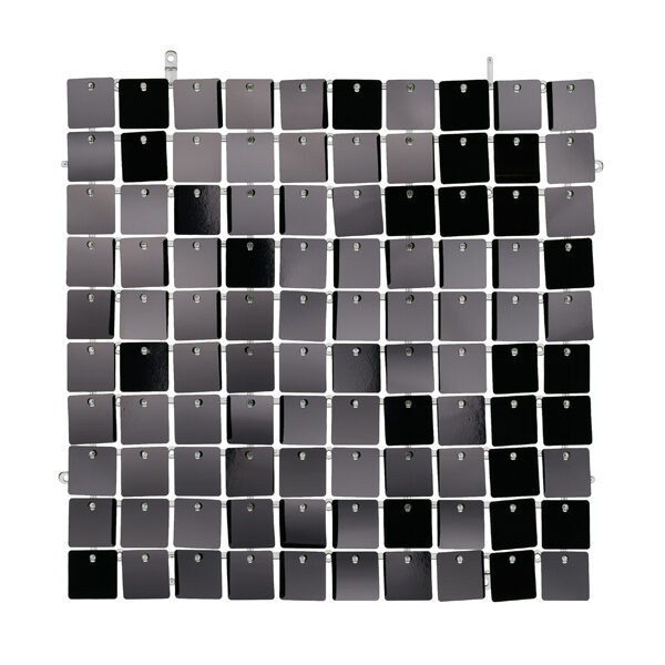 Panel cekinowy, kwadraty, czarny, 30x30 cm