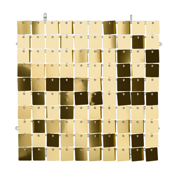 Panel cekinowy, kwadraty, zimny złoty, 30x30 cm