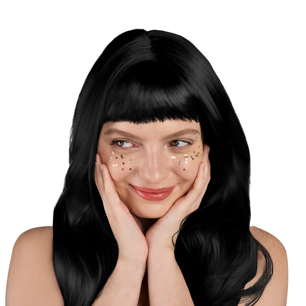 Peruka, długie włosy, czarny