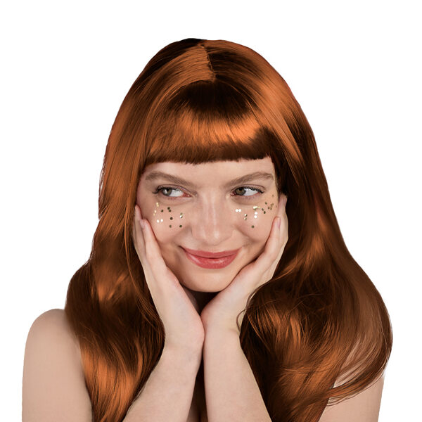 Peruka, długie włosy, rudy