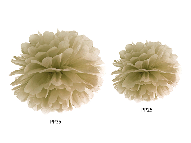 Pompon bibułowy, złoty, 35cm - obrazek 2