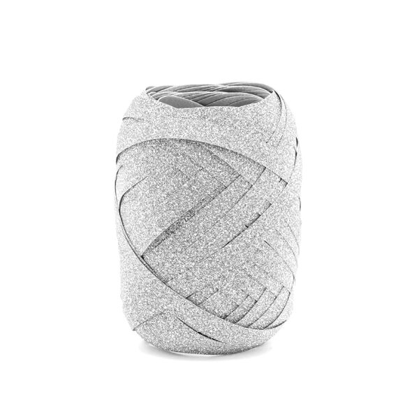 Wstążka plastikowa, srebrny, 5mm/10m