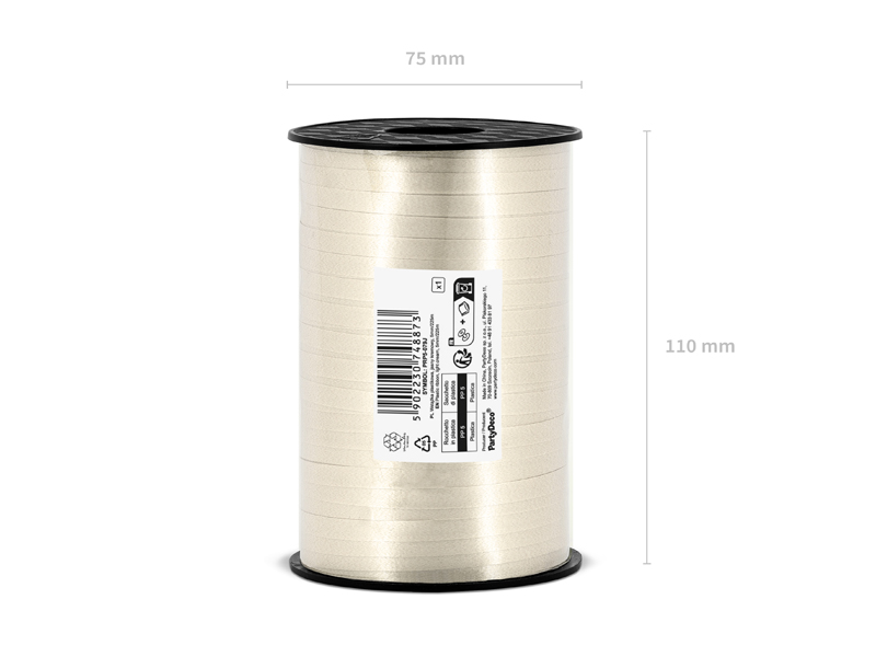 Wstążka plastikowa, jasny kremowy, 5mm/225m - obrazek 2