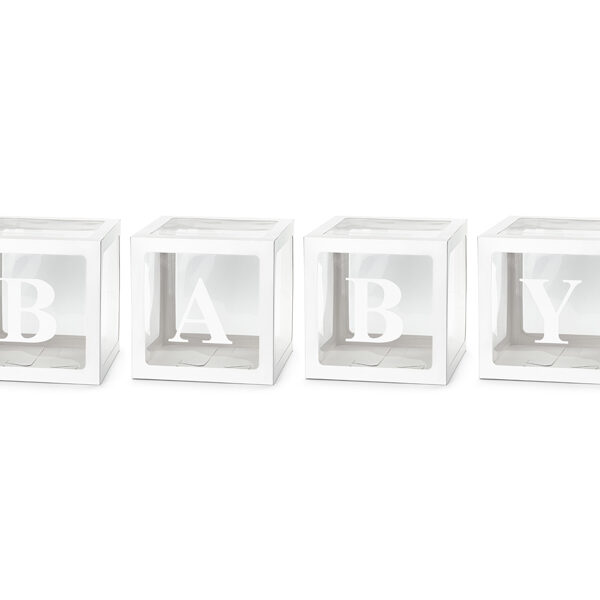 Pudełka na balony BABY, 30x30 cm, biały (1 op. / 4 szt.)