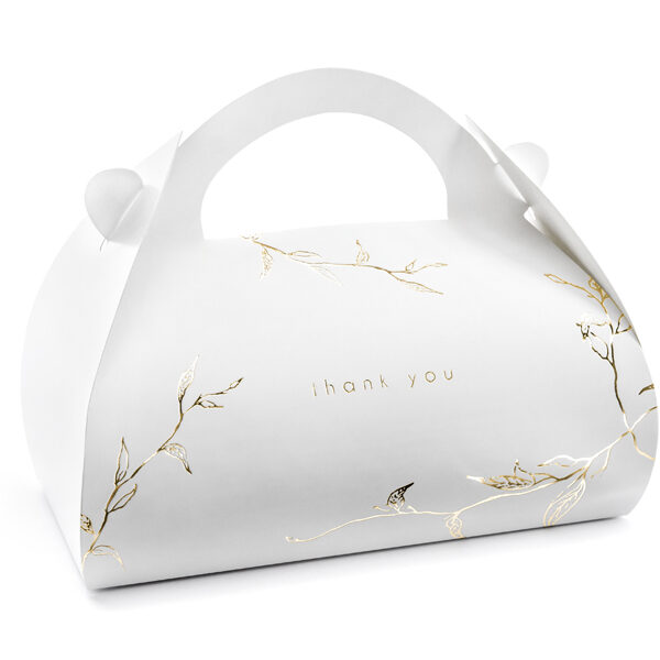 Ozdobne pudełka na ciasto - Gałązki, złoty, 16x8,5x9,5cm (1 op. / 10 szt.)