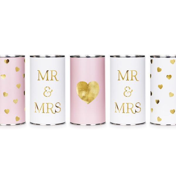 Puszki weselne Mr & Mrs, 14x7 cm (1 op. / 5 szt.)