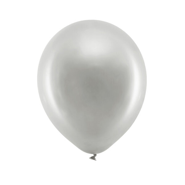 Balony Rainbow 23cm metalizowane, srebrny (1 op. / 100 szt.)