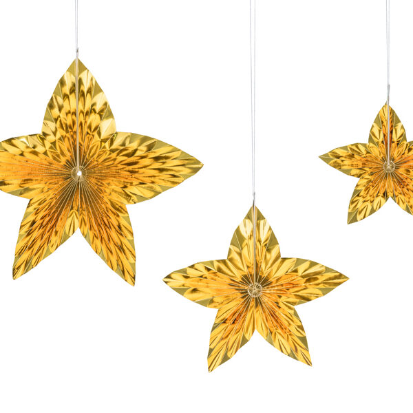 Rozety dekoracyjne Gwiazdy, złoty (1 op. / 3 szt.)