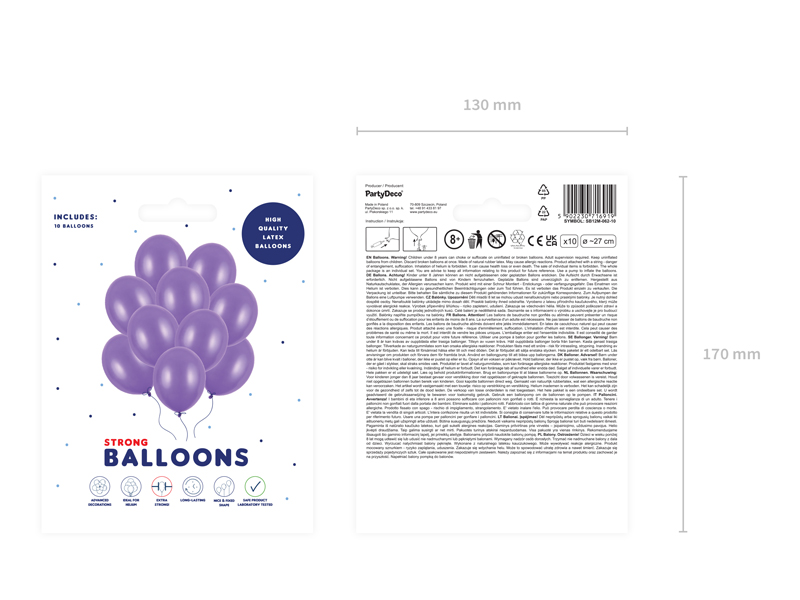 Balony Strong 27cm, Metallic Purple (1 op. / 10 szt.) - obrazek 2