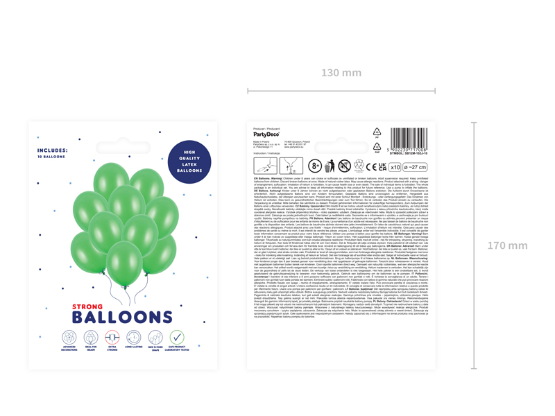 Balony Strong 27cm, Metallic Bright Green (1 op. / 10 szt.) - obrazek 2