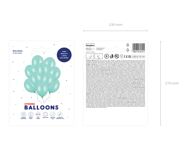 Balony Strong 27cm, Metallic Mint Green (1 op. / 10 szt.) - obrazek 2