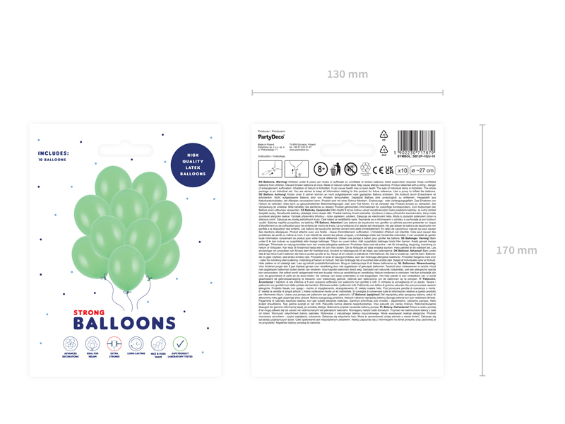 Balony Strong 27cm, Pastel Bright Green (1 op. / 10 szt.) - obrazek 2