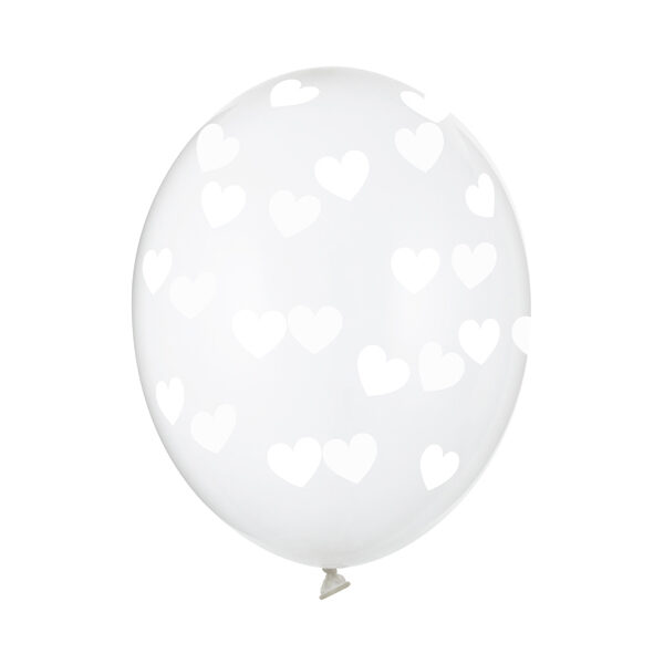 Balony 30cm, Serduszka, Crystal Clear (1 op. / 50 szt.)
