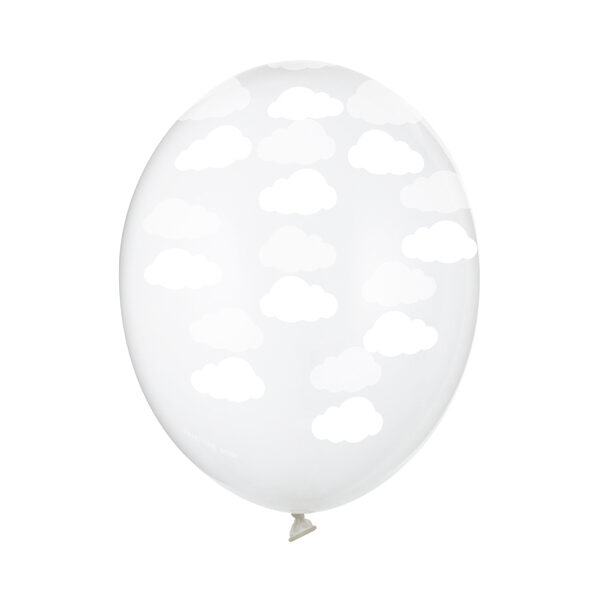 Balony 30cm, Chmurki, Crystal Clear (1 op. / 6 szt.)