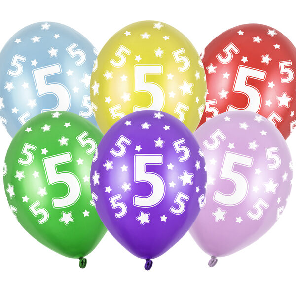 Balony 30cm, 5th Birthday, Metallic Mix (1 op. / 50 szt.)