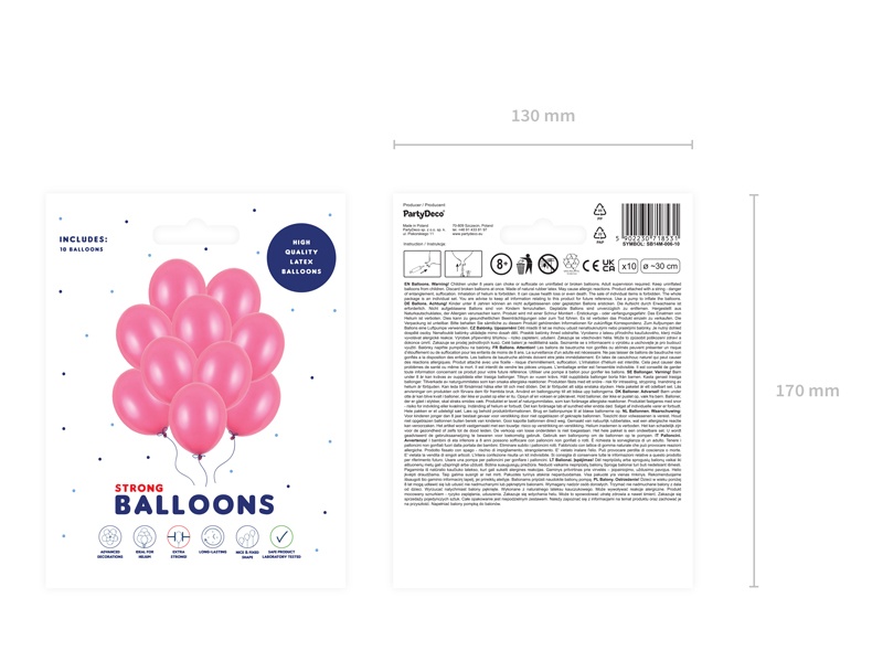 Balony Strong 30cm, Metallic Hot Pink (1 op. / 10 szt.) - obrazek 2