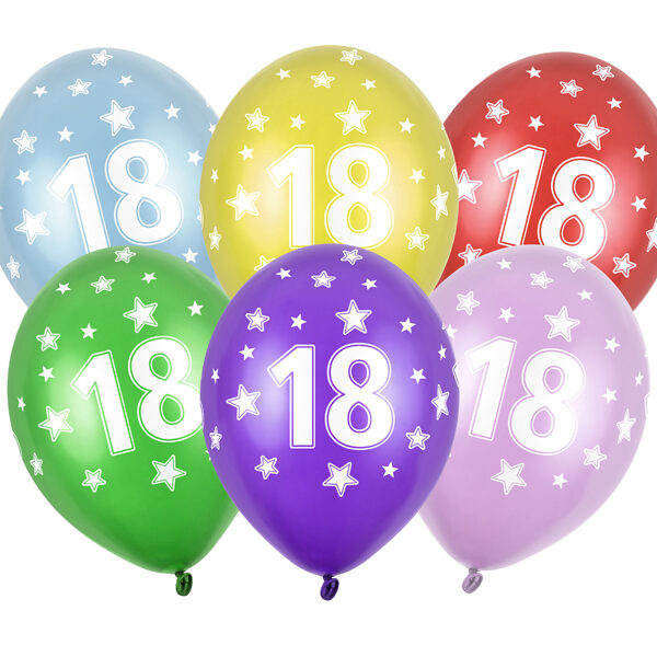 Balony 30cm, 18th Birthday, Metallic Mix (1 op. / 50 szt.)