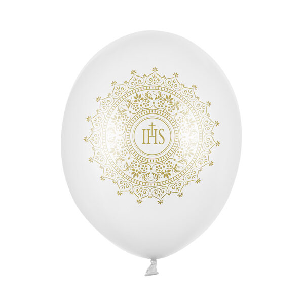 Balony 30cm, IHS, Metallic Pure White (1 op. / 6 szt.)