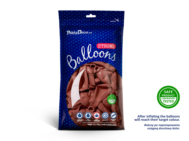 Balony Strong 30 cm, Pastel Burgundy (1 op. / 100 szt.) - obrazek 3