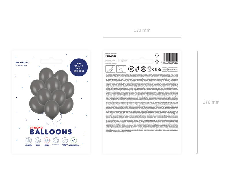 Balony Strong 30cm, Pastel Grey (1 op. / 10 szt.) - obrazek 2