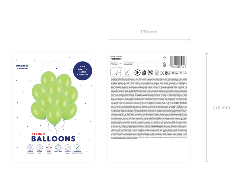 Balony Strong 30cm, Pastel Lime Green (1 op. / 10 szt.) - obrazek 4