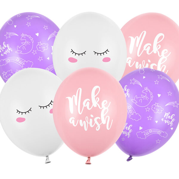 Balony 30cm, Jednorożec, mix (1 op. / 6 szt.)