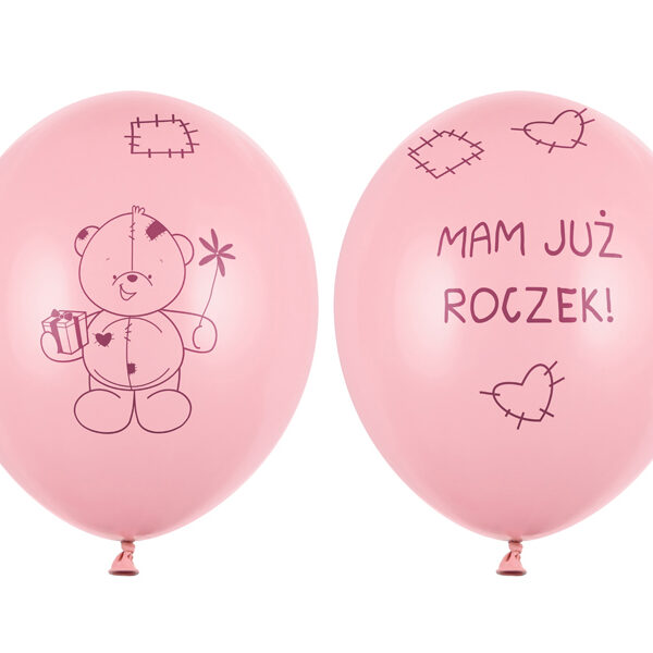 Balony 30cm Miś - mam już..., Pastel Pink (1 op. / 6 szt.)