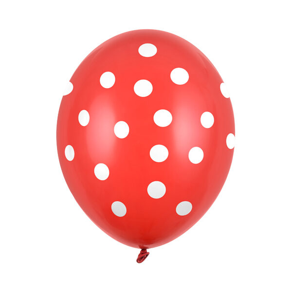 Balony 30cm, Kropki, Pastel Poppy Red (1 op. / 6 szt.)