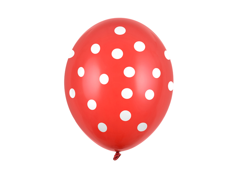 Balony 30cm, Kropki, Pastel Poppy Red (1 op. / 6 szt.)
