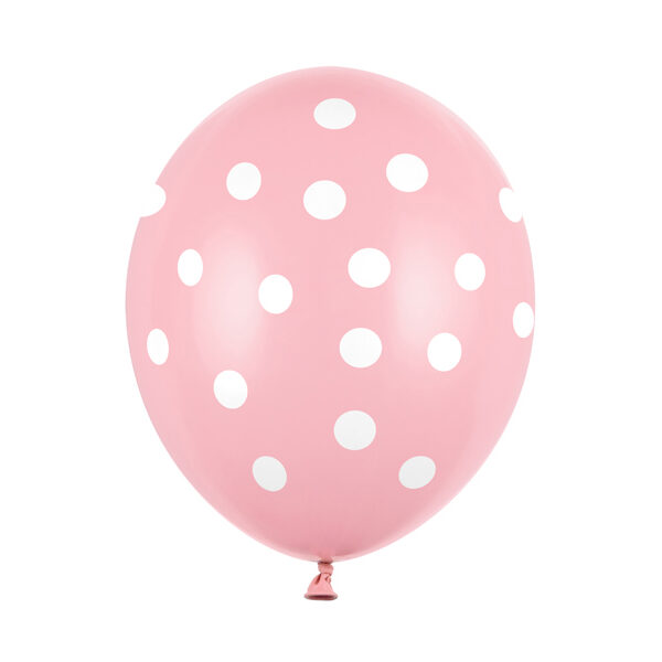 Balony 30cm, Kropki, Pastel Baby Pink (1 op. / 6 szt.)