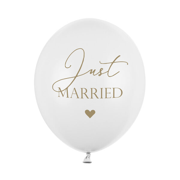 Balony 30cm, Just Married, P. Pure White (1 op. / 50 szt.)