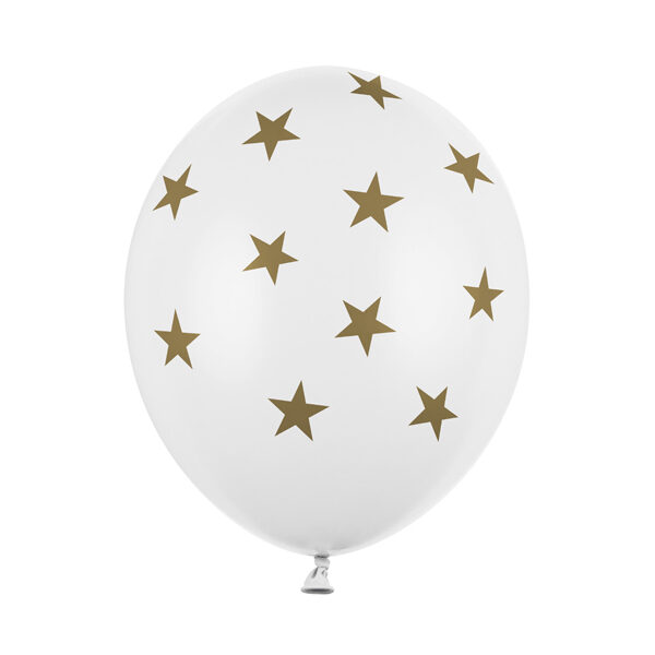 Balony 30cm, Gwiazdki, Pastel Pure White (1 op. / 50 szt.)