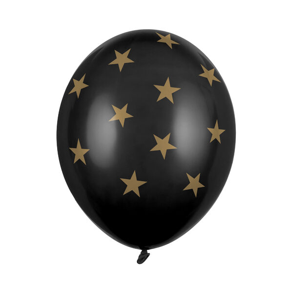 Balony 30cm, Gwiazdki, Pastel Black (1 op. / 50 szt.)