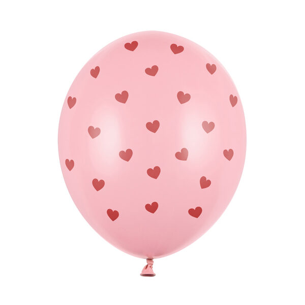 Balony 30 cm, Serca, Pastel Baby Pink (1 op. / 50 szt.)