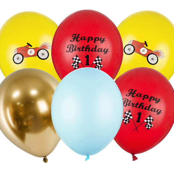 Balony 30cm, Happy Birthday, mix (1 op. / 6 szt.)