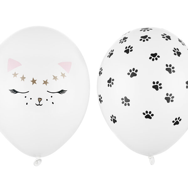 Balony 30 cm, Kotek, Pastel Pure White (1 op. / 50 szt.)