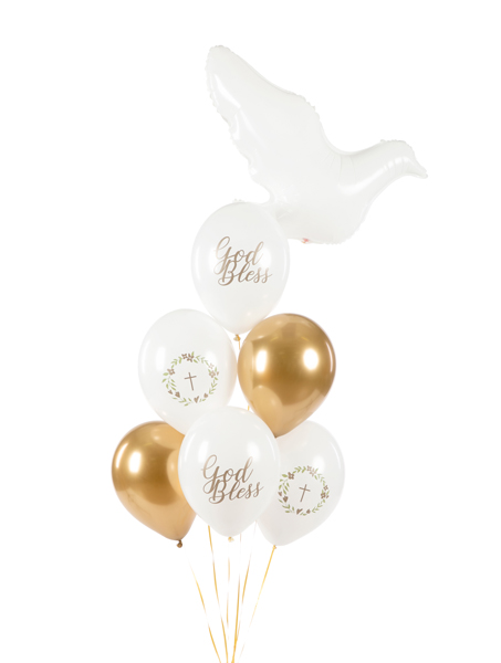 Balony 30 cm, God Bless, Pastel Pure White (1 op. / 50 szt.) - obrazek 2