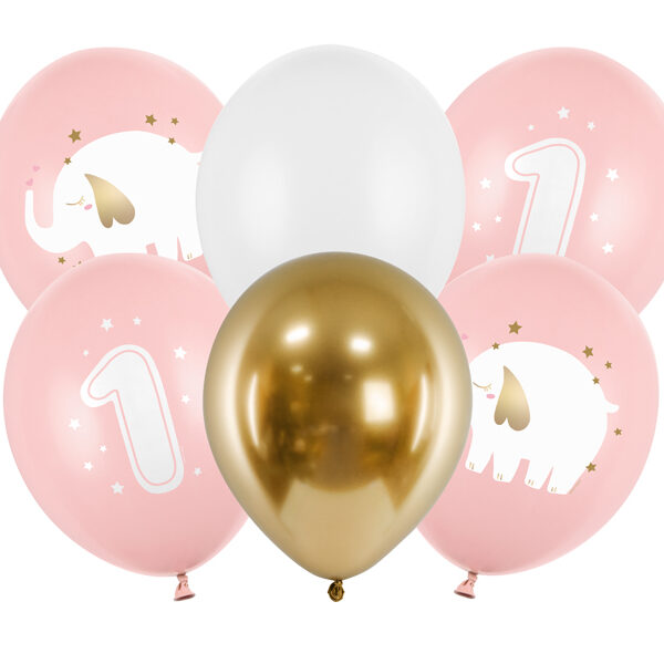 Balony 30 cm, Roczek, Baby pink (1 op. / 6 szt.)
