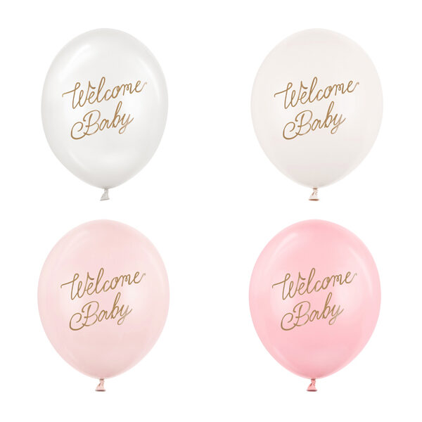 Balony 30 cm, Welcome Baby, mix różowy (1 op. / 50 szt.)