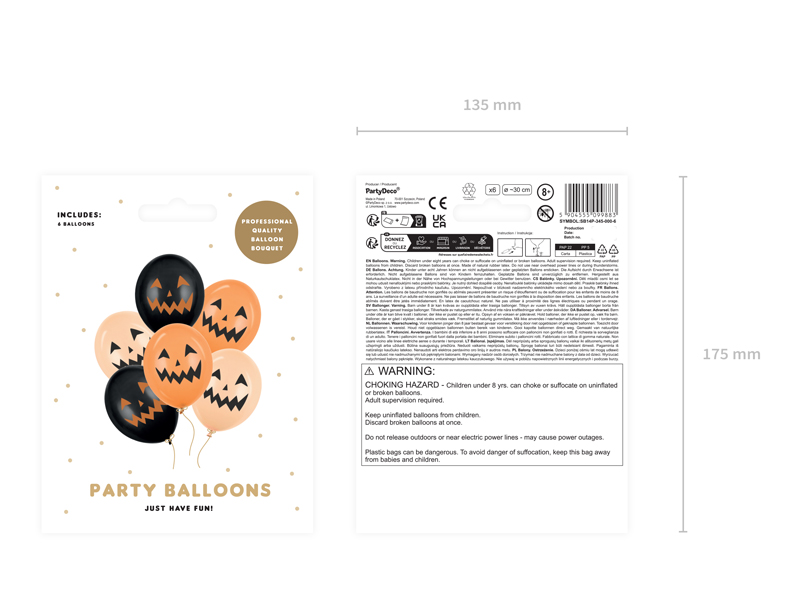 Balony 30 cm, Dynie, mix (1 op. / 6 szt.) - obrazek 3