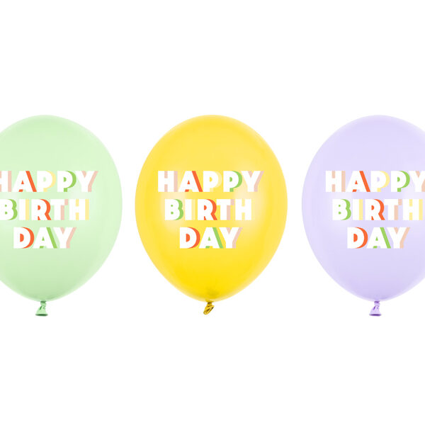 Balony 30 cm, Happy Birthday, mix (1 op. / 50 szt.)