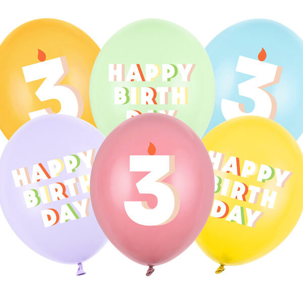 Balony 30 cm, 3, mix (1 op. / 6 szt.)